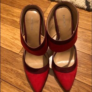 Express red and maroon slide heel